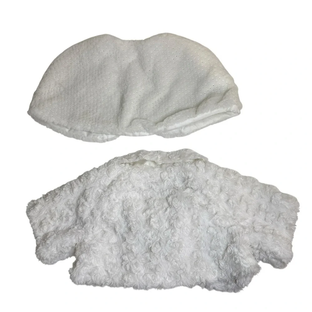 Lot Of 2‎ Gymboree & Wonder Nation Girl White Faux Fur Winter Coat Cape 4 & 6